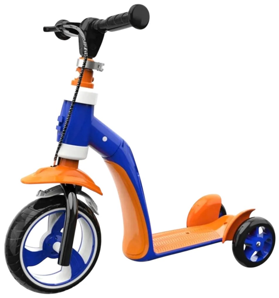 Trotineta convertibila 2 in 1, cu frana, portocaliu cu albastru, TRT06