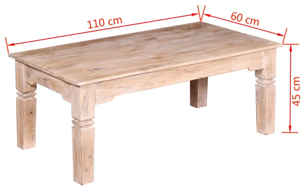 Masuta de cafea din lemn de acacia 110 x 60 x 45 cm 1, Maro, 110 x 60 x 45 cm