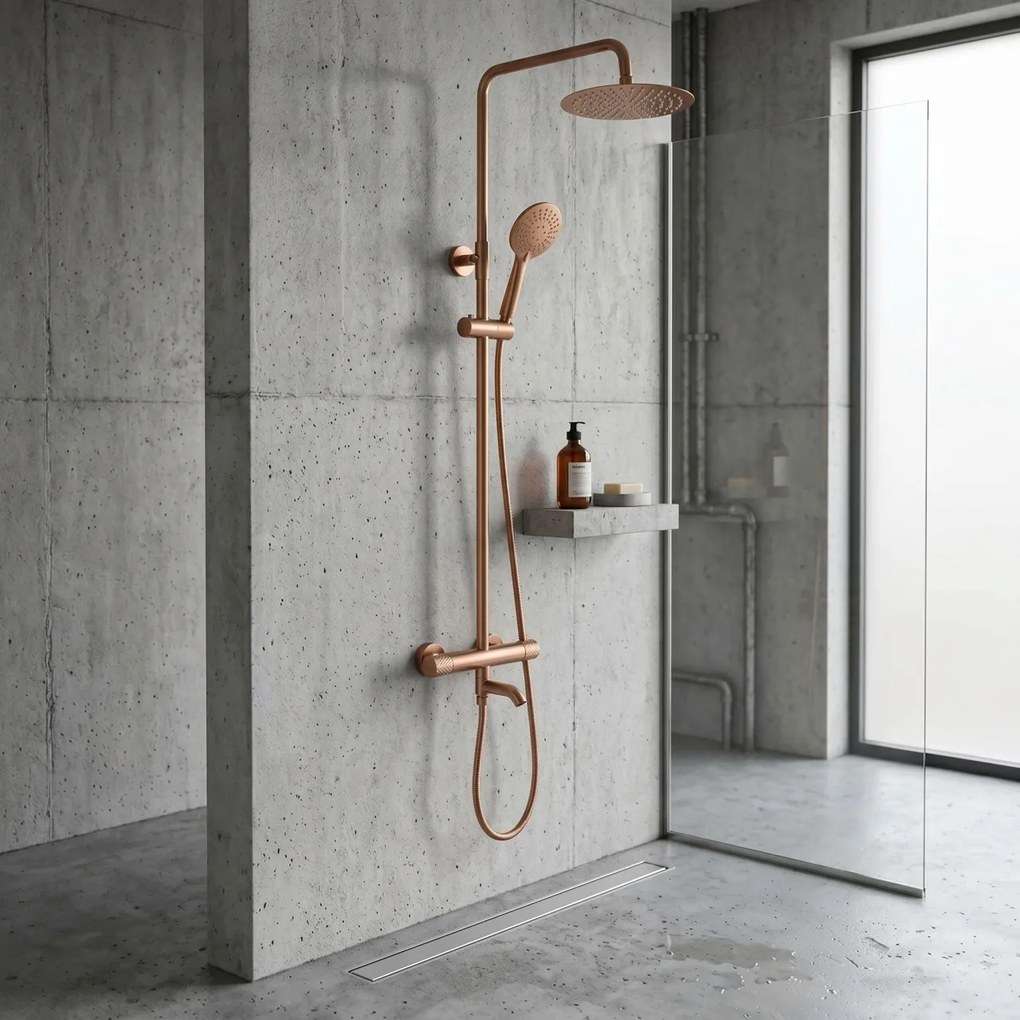 Coloana de dus cu termostat Lungo Diamond Copper Brush