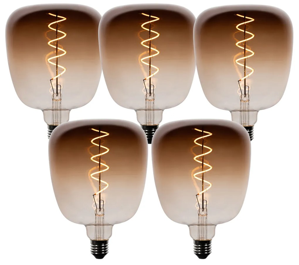 Set de 5 becuri LED E27 dimabile G140 maro 4,9W 110 lm 1800K
