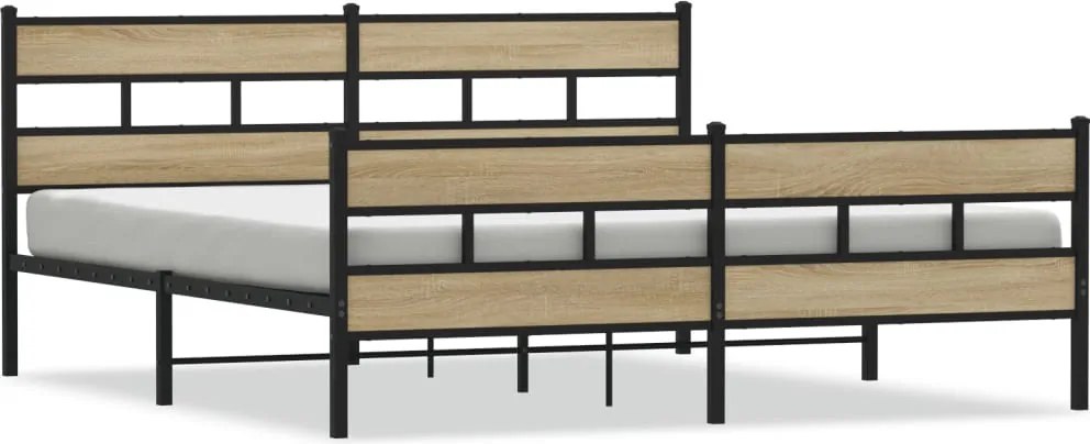 vidaXL Cadru de pat metalic fără saltea, stejar sonoma, 183x213 cm