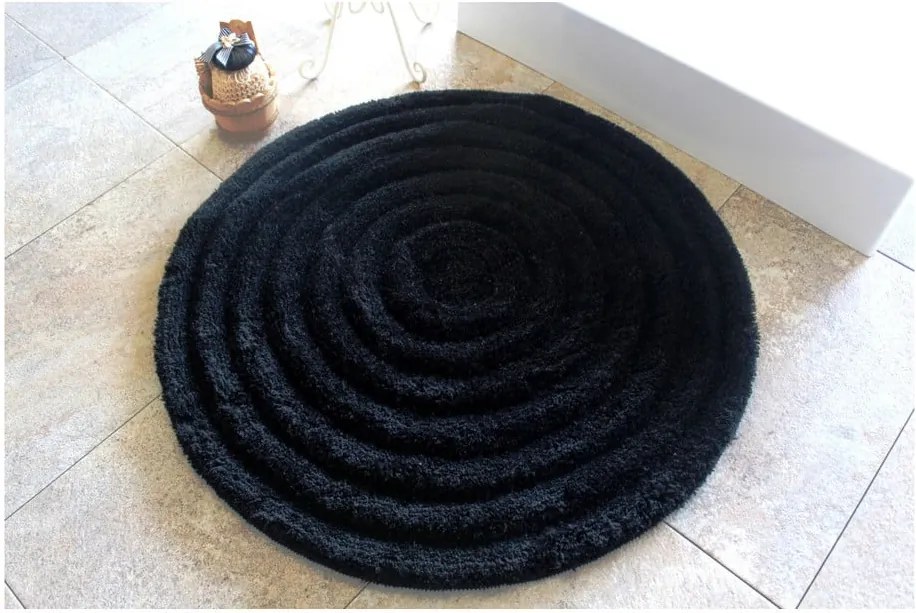 Covoraș de baie Alessia Round Black, Ø 90 cm