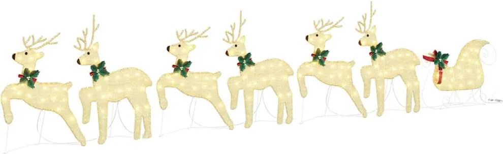 vidaXL Reni LED 7 pcs Auriu țesătură