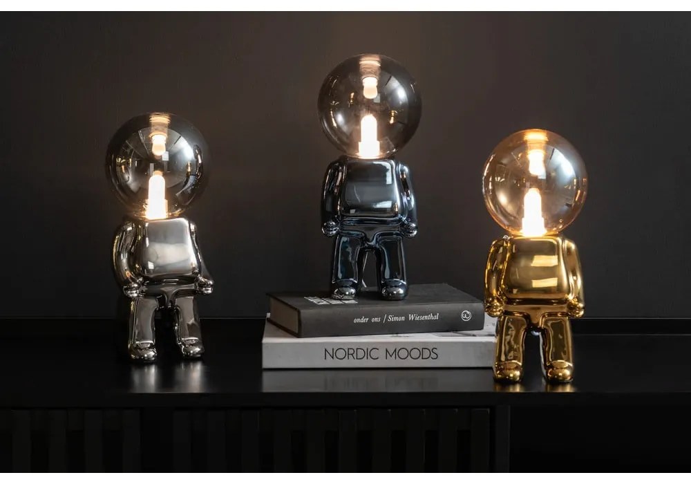 Veioză aurie LED cu intensitate reglabilă cu abajur din sticlă (înălțime 27 cm) Ross – Leitmotiv