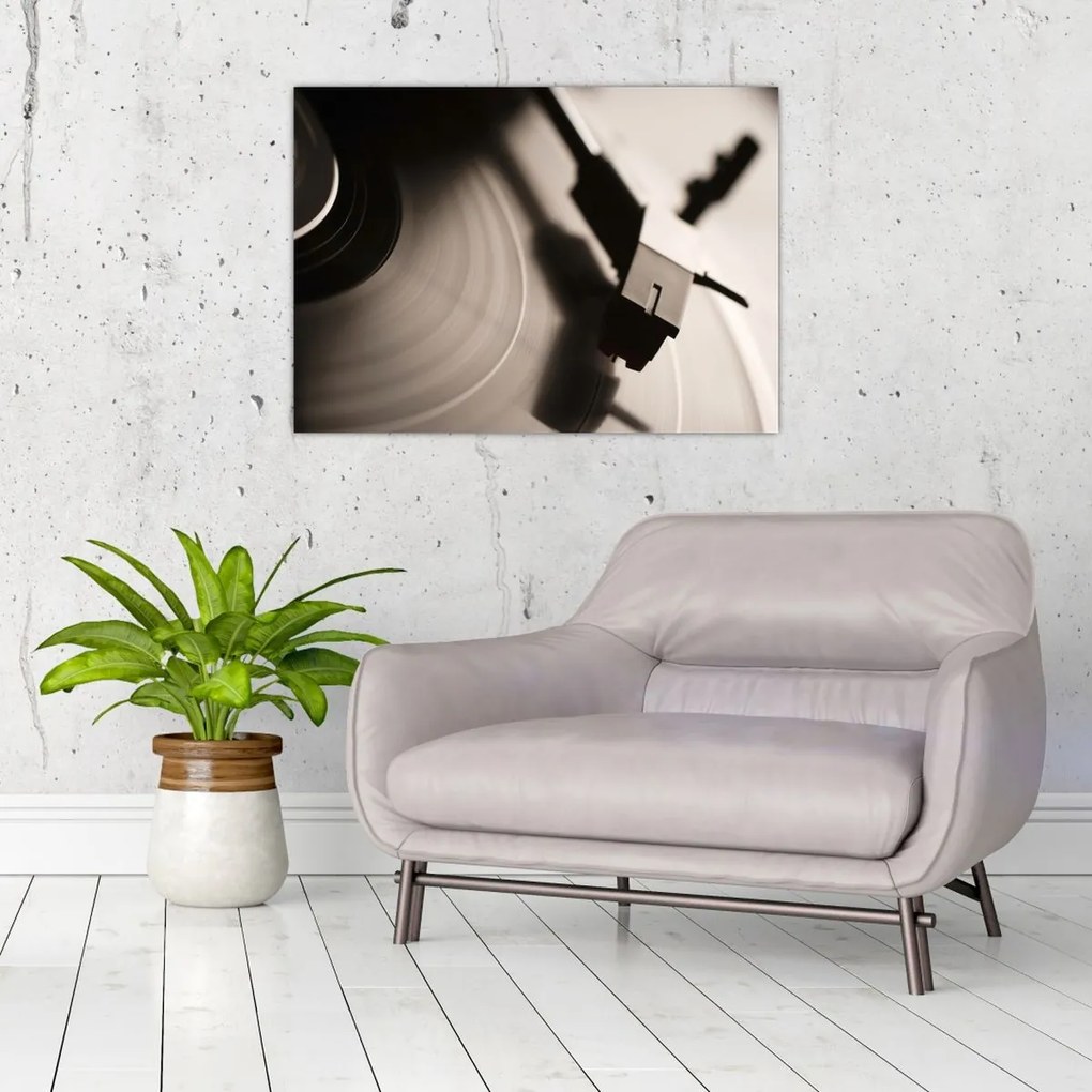 Tablou pe sticlă - Înregistrare gramofonică (70x50 cm)