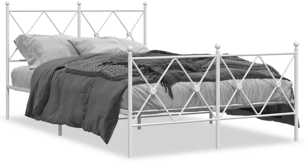376567 vidaXL Cadru de pat metalic cu tăblie, alb, 120x200 cm