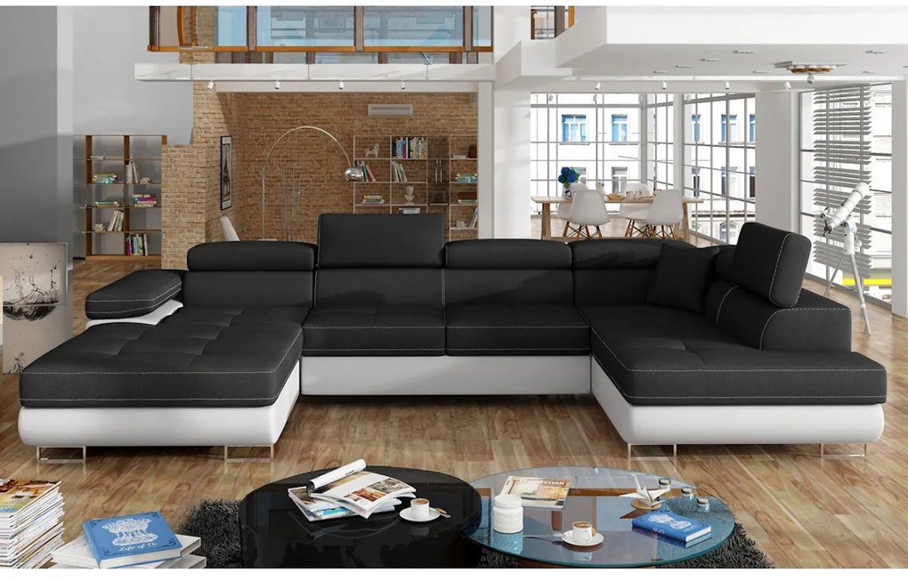 Expedo Canapea extensibilă în formă de U CORGI, 345x90x202, sawana 14/soft 17, colţ dreapta