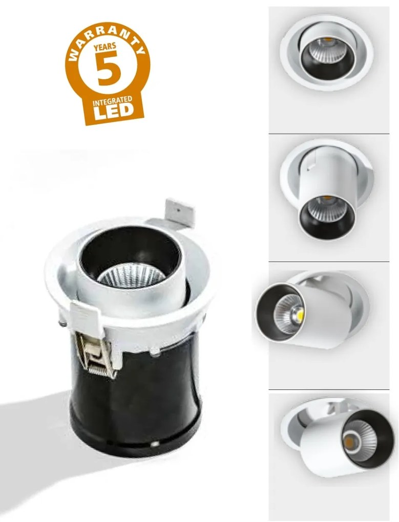 Spot LED dimabil incastrabil, directionabil pentru tavan/plafon LUNA negru