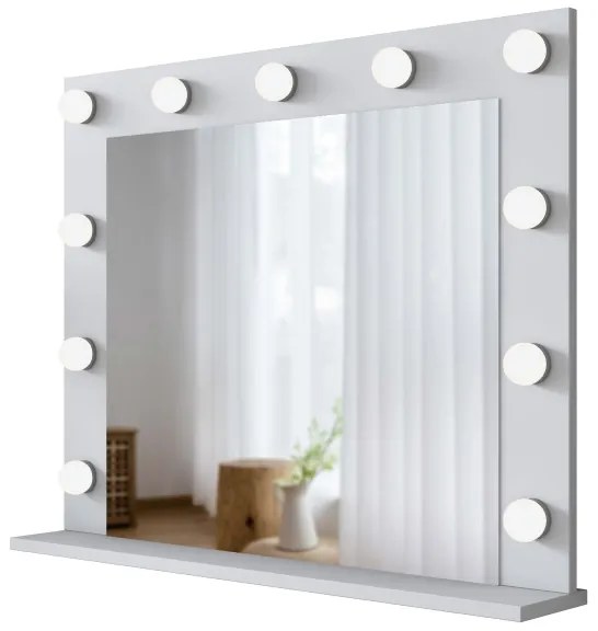 Oglindă de perete cu raft RANI 90x71,8 cm alb