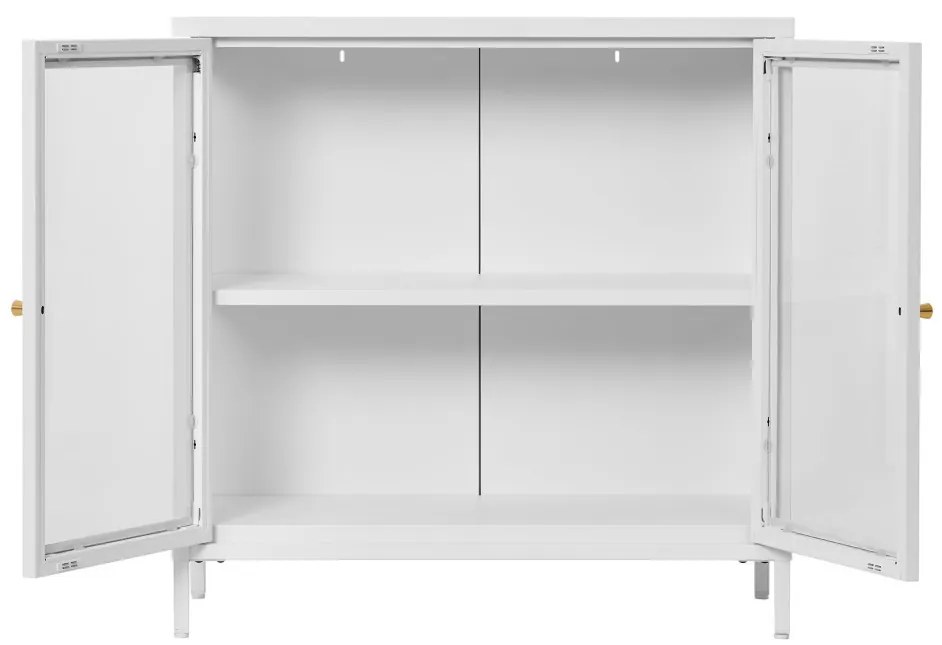 Vitrină Dalby, 2 uși, oțel, alb 80x35x80 cm