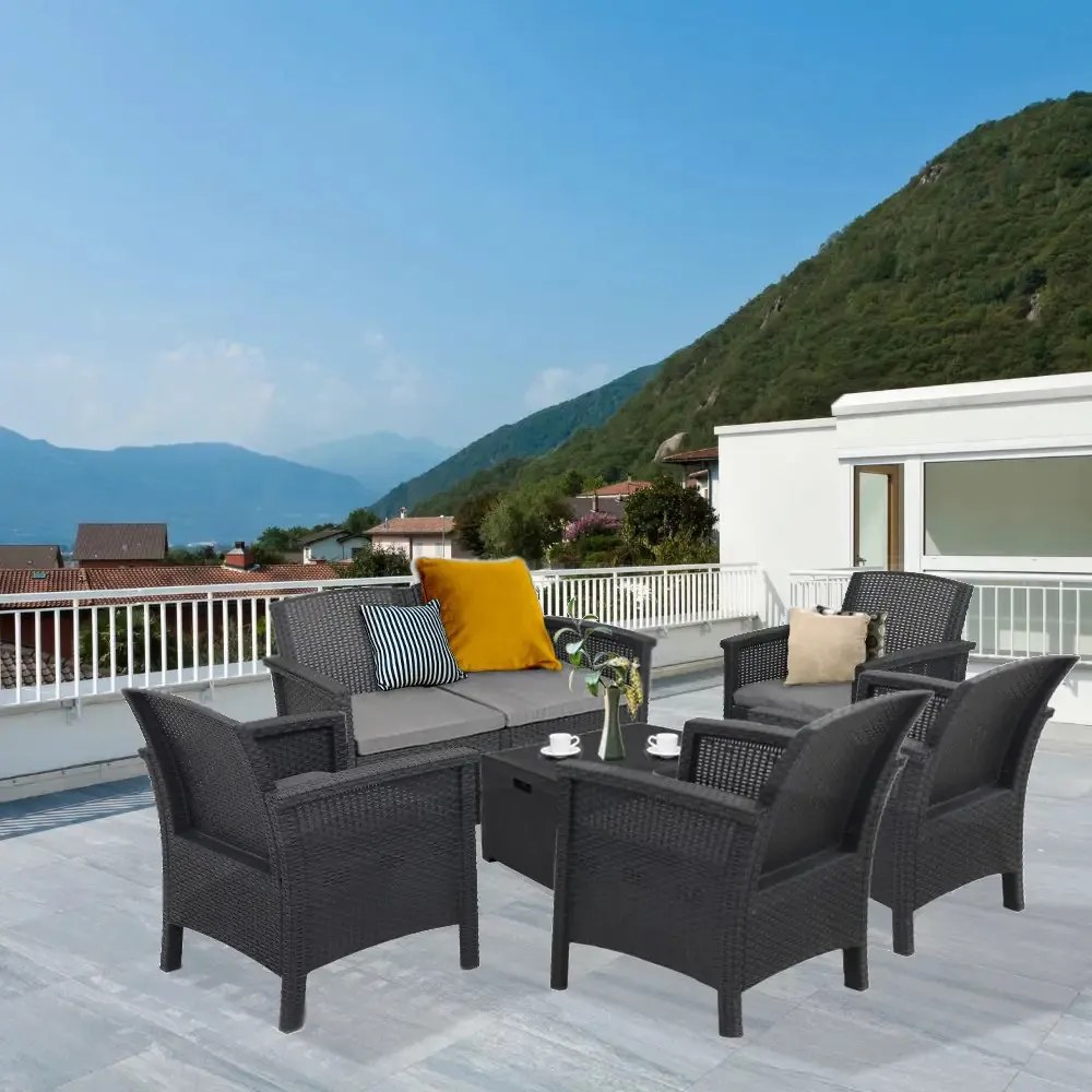 Set de mobilier de grădină Venus II Big cu 6 locuri, grafit