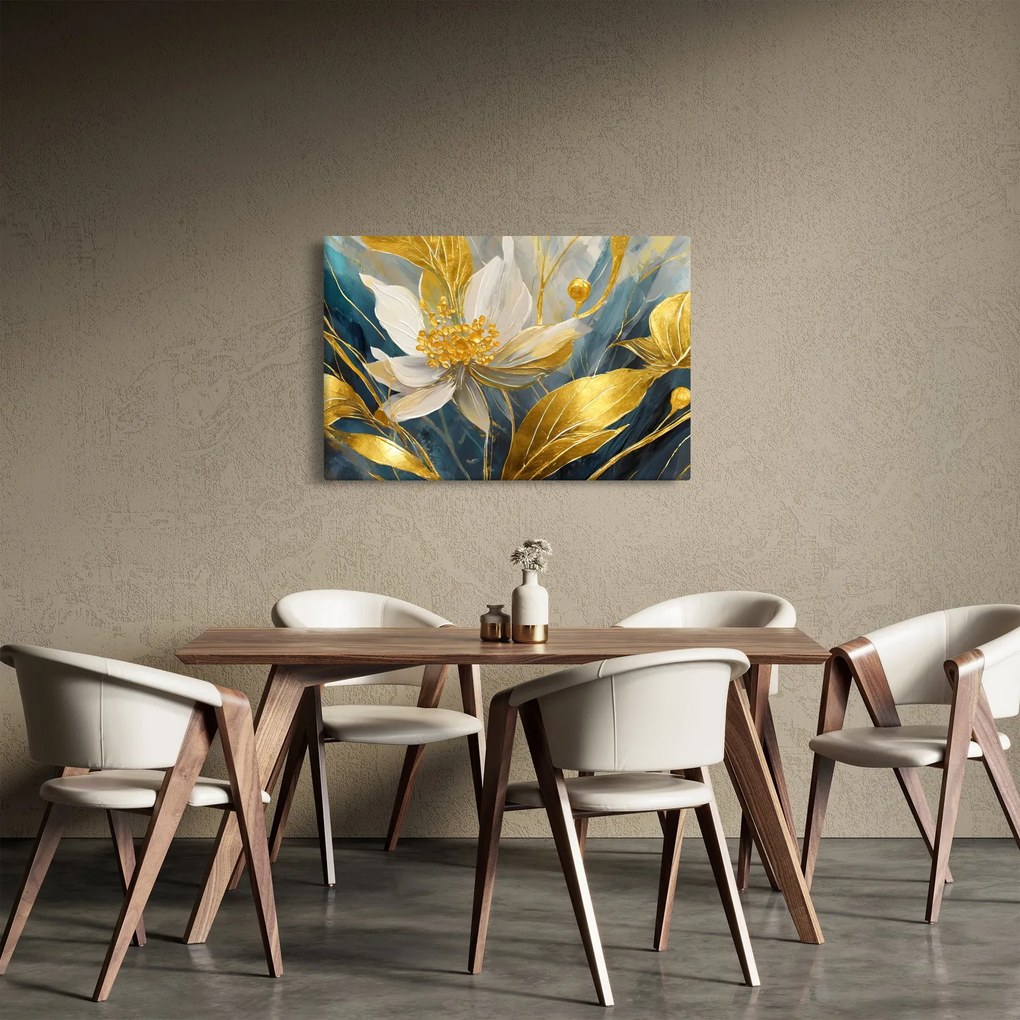 Tablou - Pictura de flori de aur (90x60 cm)
