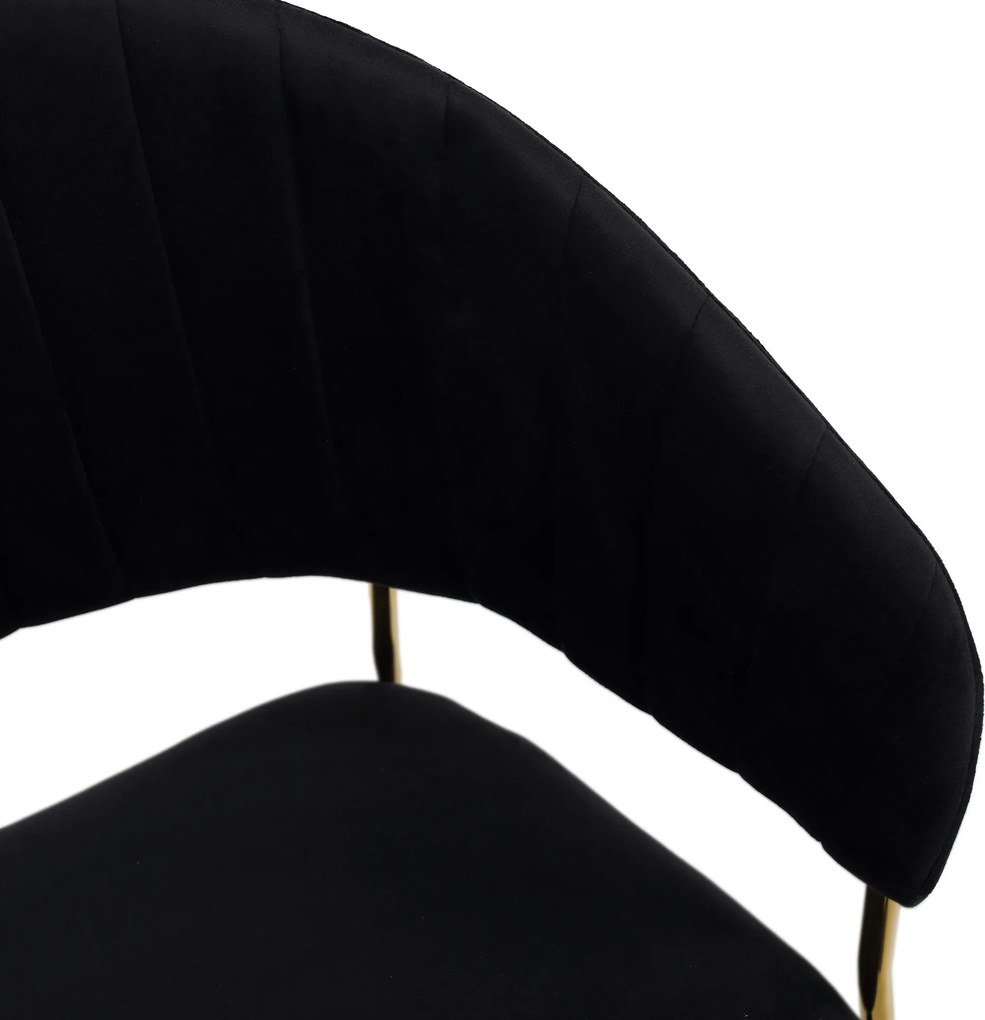 Scaun de sufragerie de design, material Velvet negru/gold crom auriu, DASMIN TIP 1