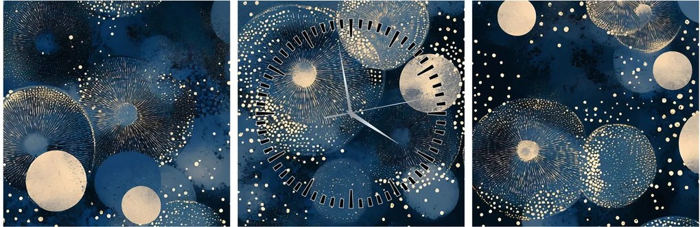 Tablou - Inele Albastru-Aurii (cu ceas) (90x30 cm)