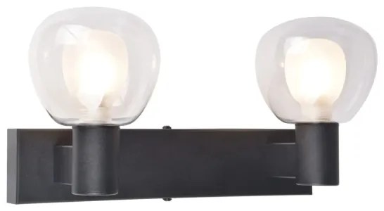 Aplica de perete pentru baie POLA 2xG9/5W/230V IP44 negru/sticlă transparentă