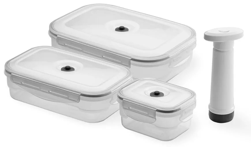 Set 3 recipiente pentru stocare alimente și pompă cu vacuum Compactor Food Saver