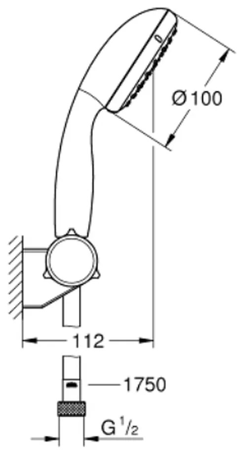 Set dus crom cu para dus si furtun Grohe Tempesta 100