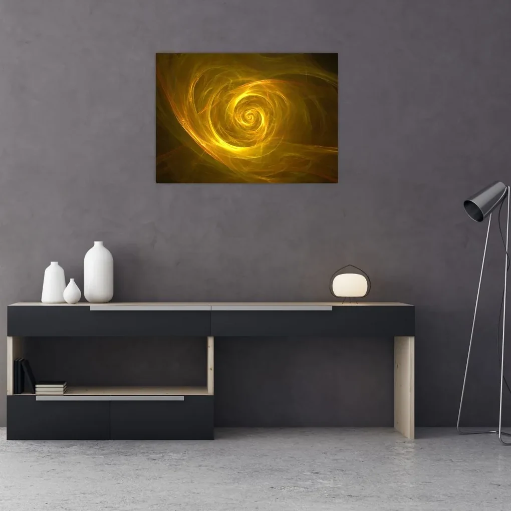 Tablou cu spirala abstractă în galben (70x50 cm), în 40 de alte dimensiuni noi