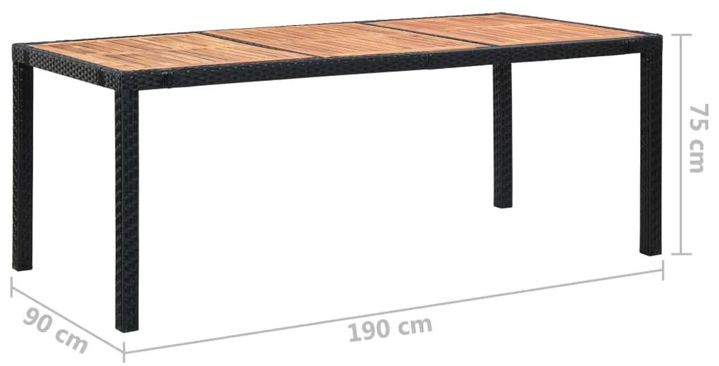 Set mobilier de exterior 9 piese negru poliratan lemn de acacia 9