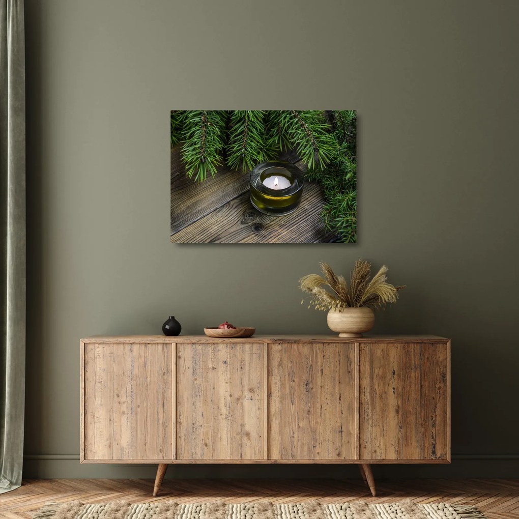 Tablou pe sticlă - lumânare de Crăciun (70x50 cm)