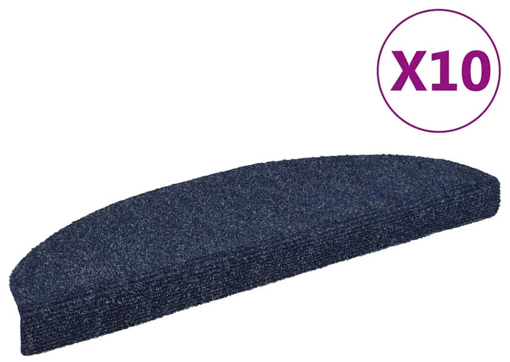 vidaXL Covorașe autoadezive pentru scări, 10 buc., 65x21x4 cm, albastru, semirotunde, mari