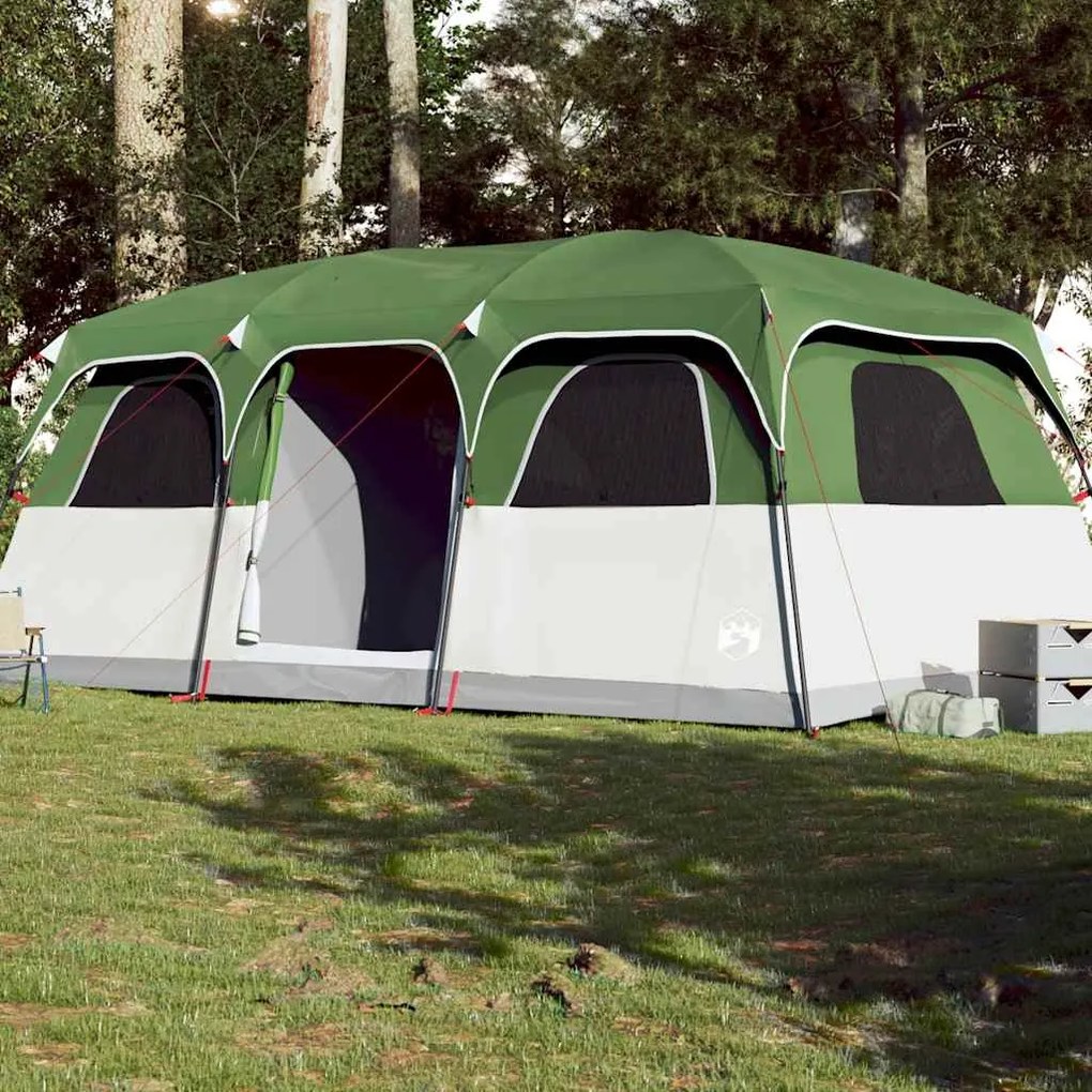 vidaXL Cort de familie pentru 10 persoane, verde, impermeabil