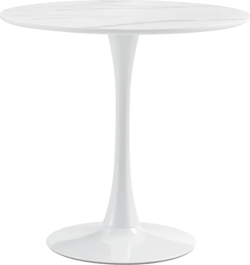 Masă de sufragerie, marmură deschisă/alb, diametru 80 cm, LORIAN