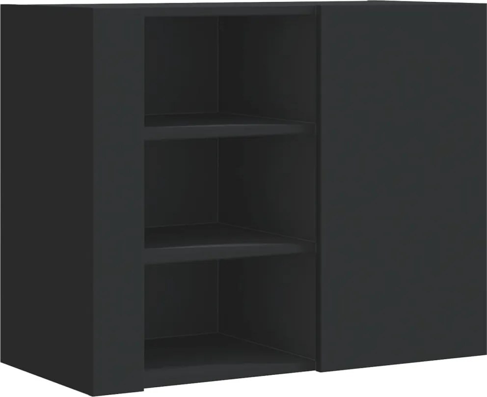 vidaXL Dulap de perete, negru, 75x35x60 cm, lemn prelucrat