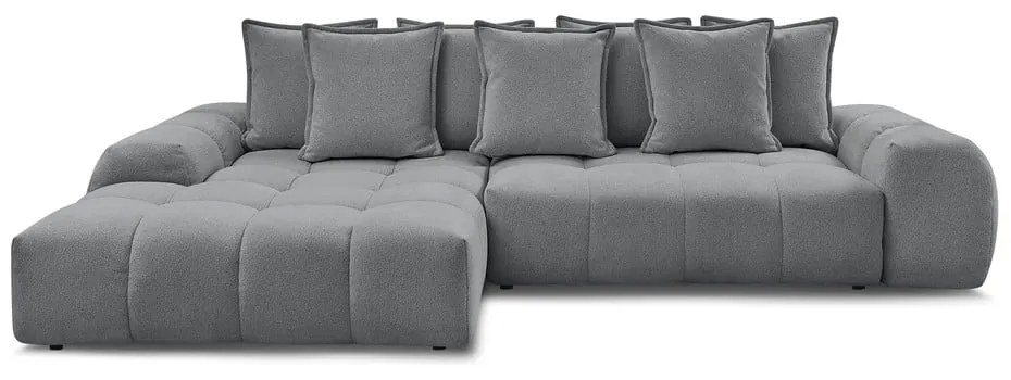 Colțar gri închis extensibil/cu spațiu de depozitare cu tapițerie din chenille (cu colț pe partea stângă/cu șezlong) Everest – Bobochic Paris