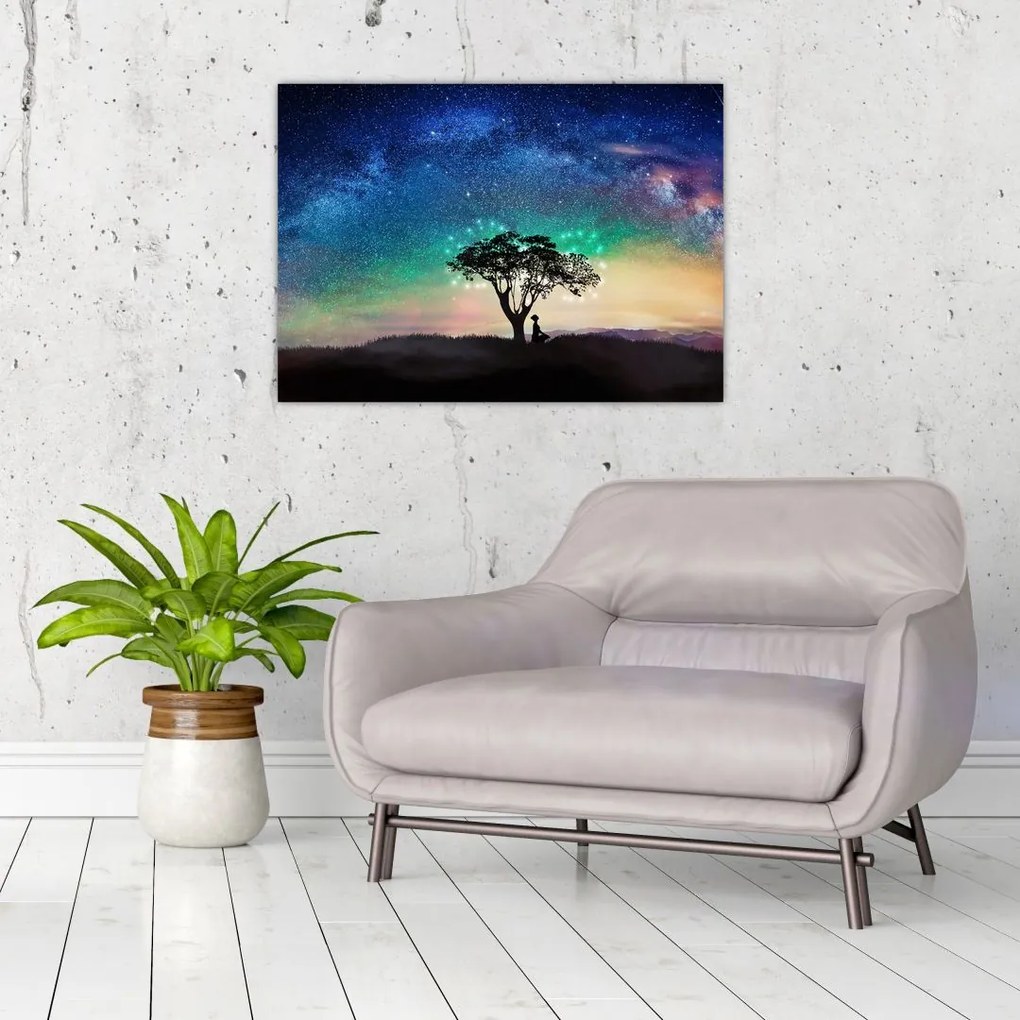 Tablou pe sticlă - Relaxare sub stele (70x50 cm)