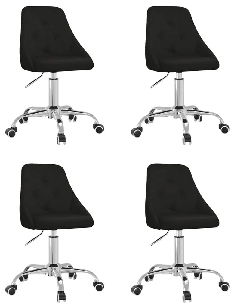 3084762 vidaXL Scaune de bucătărie pivotante, 4 buc., negru, material textil