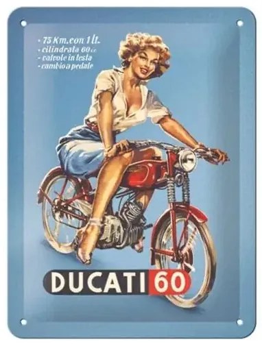 Placă metalică Ducati - Cilindrata 60 Pin Up