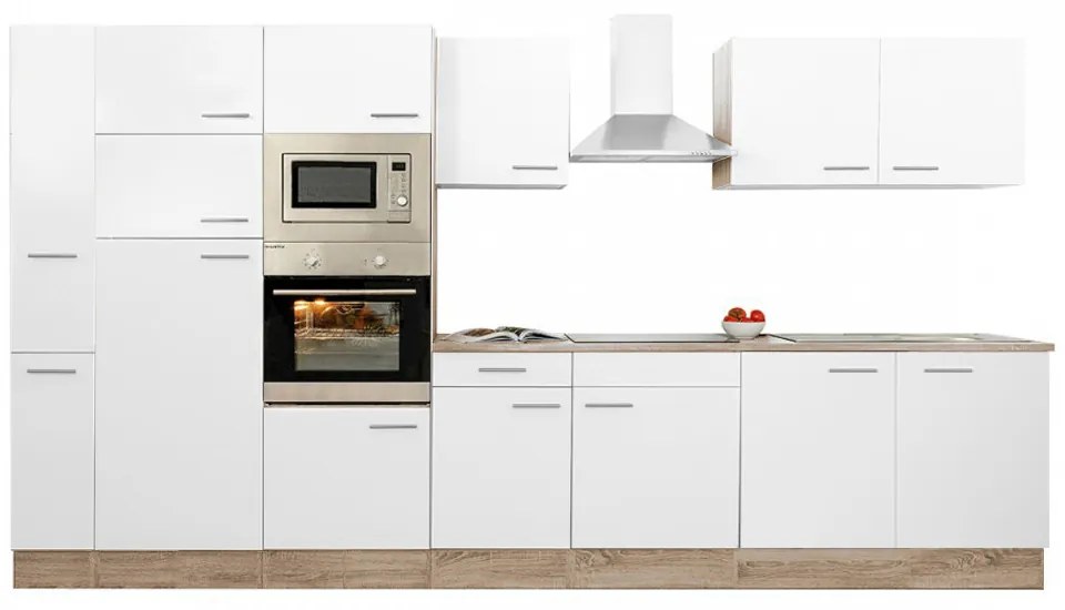 Mobilă de bucătărie Yorki 360, corp din stejar Sonoma, cu față alb satinat