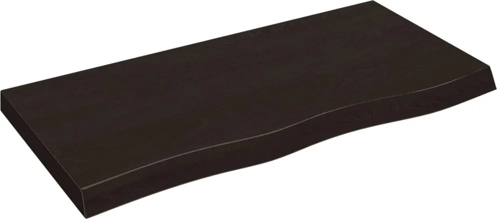 vidaXL Blat de baie, maro închis, 100x50x(2-6) cm, lemn masiv tratat