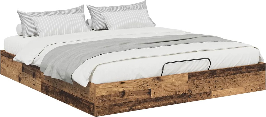 vidaXL Cadru de pat otoman Lemn vechi 203 x 180 x 25 cm Lemn prelucrat
