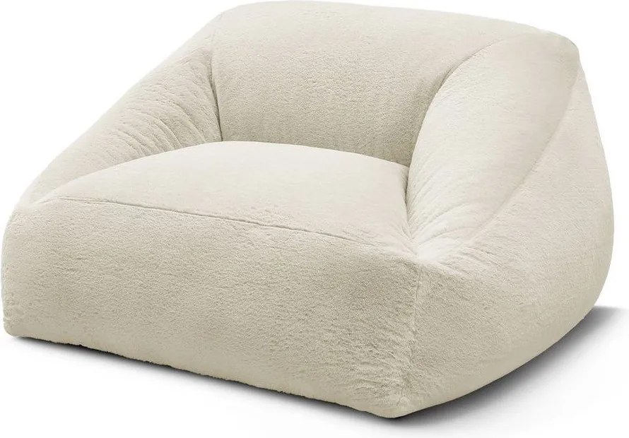 Fotoliu bean bag crem cu tapițerie din blană artificială Lilibet – Bobochic Paris