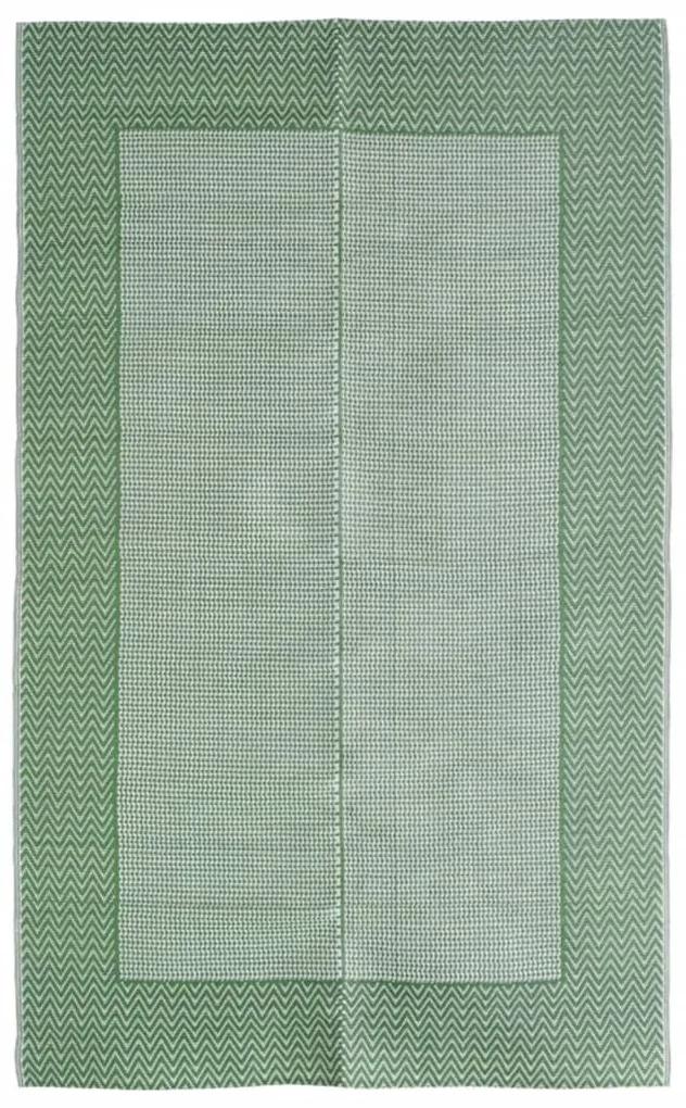 Covor de exterior, verde, 140x200 cm, PP Verde si alb, 140 x 200 cm