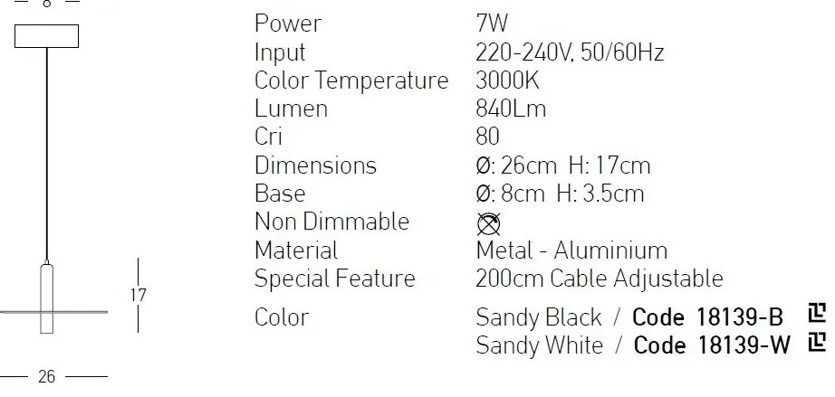 Pendul LED decorativ design modern Kurt negru