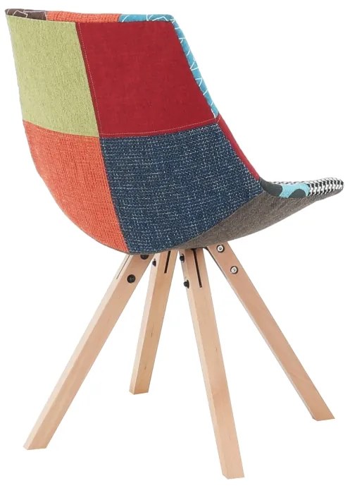 Scaun, ţesătură patchwork/lemn, KIMA NEW TYP 2