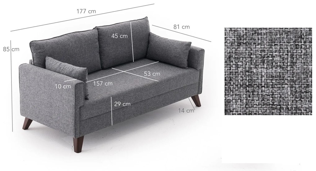 Canapea Bella Sofa For 2 Pr - Grey