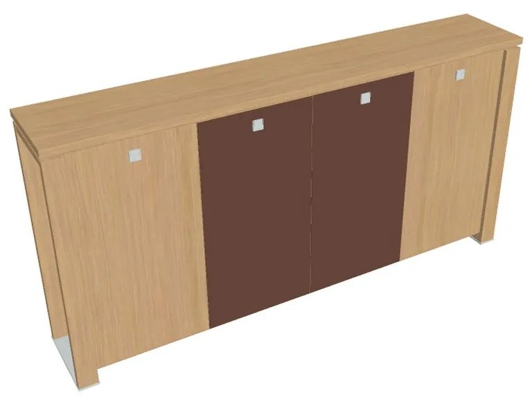 Dulap mediu pentru haine Verno+ S 260 x 46 x 130 cm, uși combinate, stejar deschis / maro