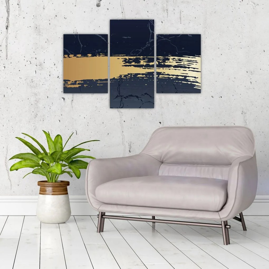 Tablou - Albastru și aur abstracție N⁰2 (90x60 cm)
