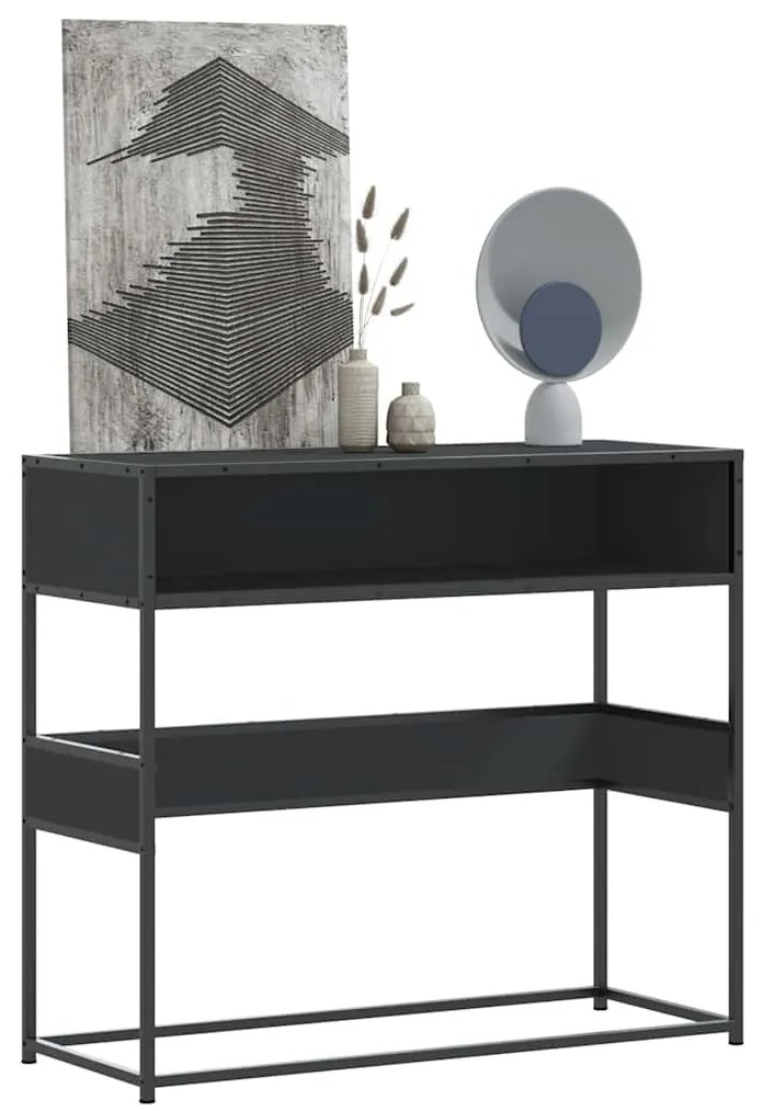 vidaXL Măsuță consolă, negru, 90x35x80 cm, lemn prelucrat
