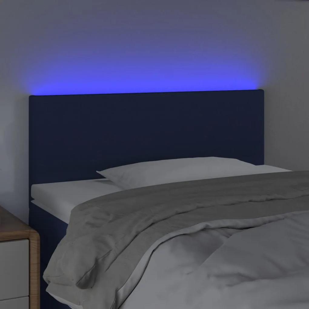 Tablie de pat cu LED, albastru, 100x5x78 88 cm, textil 1, Albastru, 100 x 5 x 78 88 cm