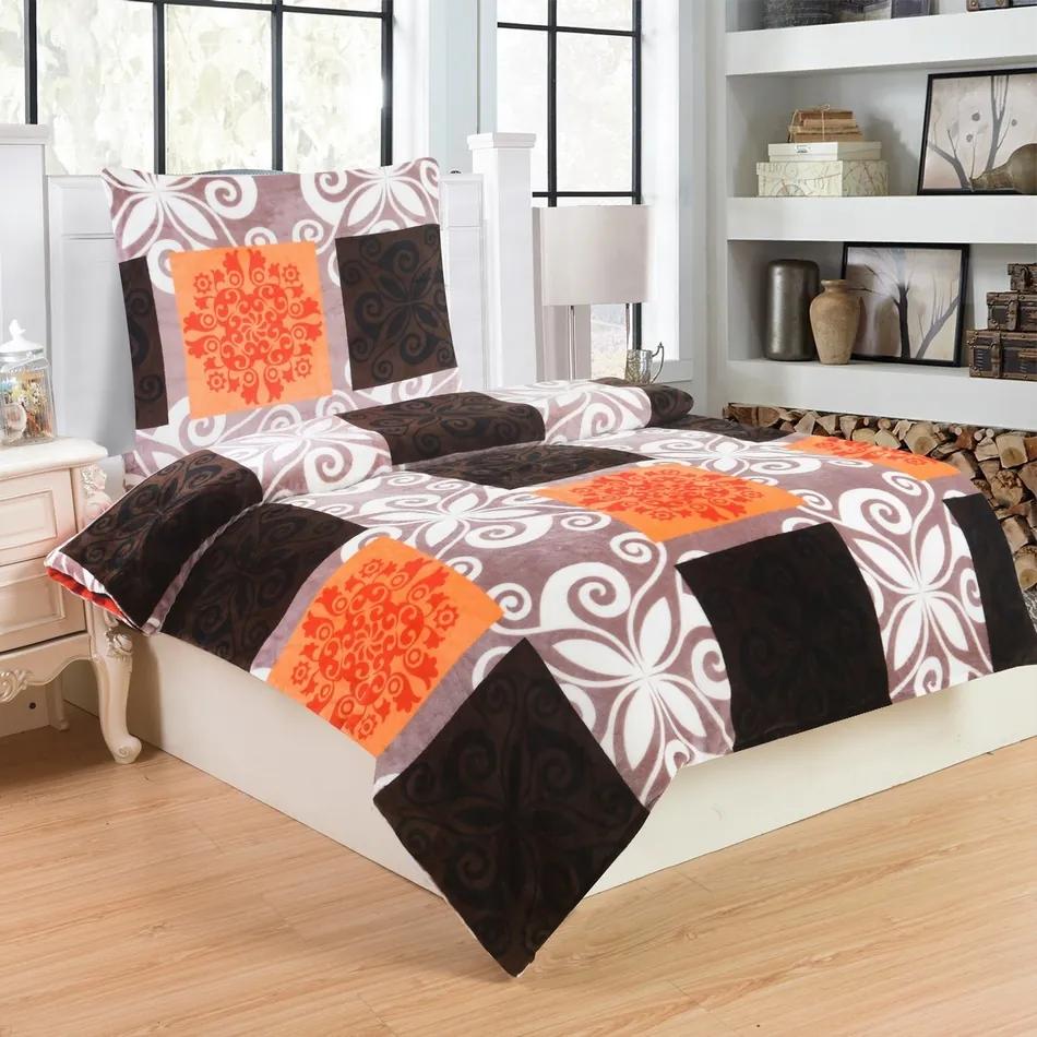 Lenjerie de pat din micro-pluş Fluture, portocaliu, 140 x 200 cm, 70 x 90 cm