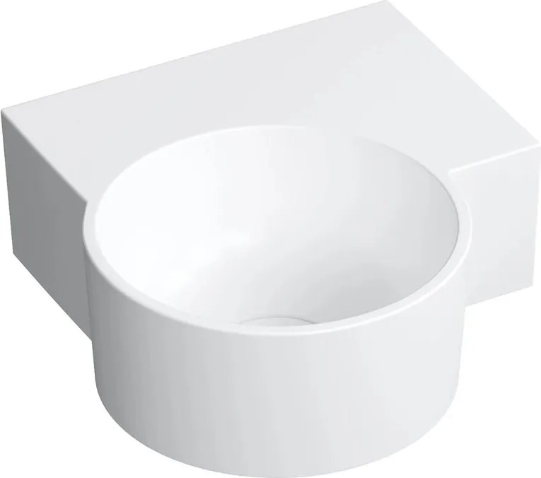 Lavoar suspendat Omnires Ovo M+ finisaj alb mat 33.5 cm dreapta