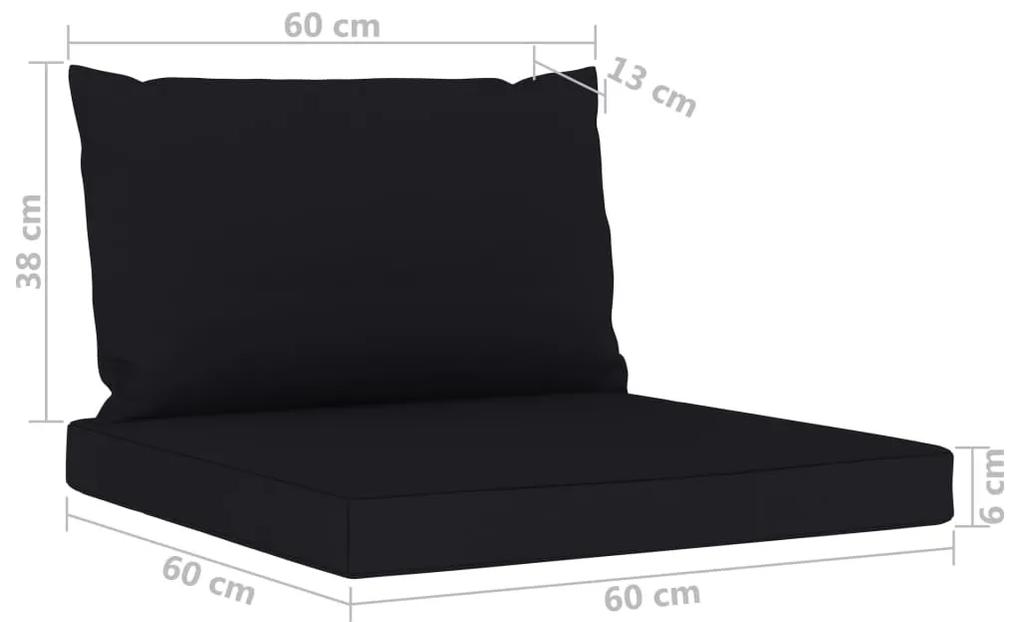 Set mobilier de gradina, 10 piese, cu perne negre Negru, 4x colt + 5x mijloc + masa, 1