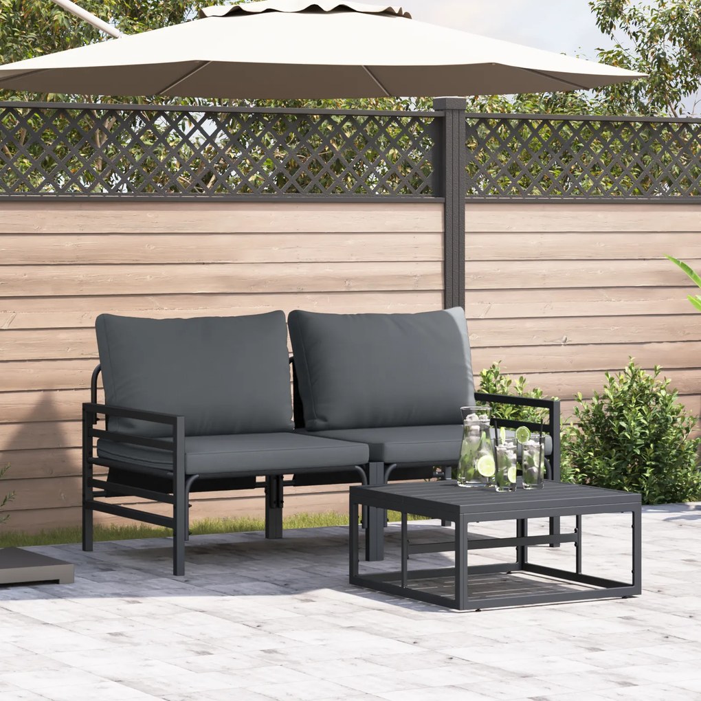 vidaXL Set de canapele pentru grădină 3 pcs Antracit Oțel