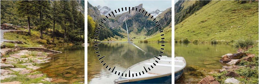 Tablou - Seealpsee, lac din Elveția (cu ceas) (90x30 cm)