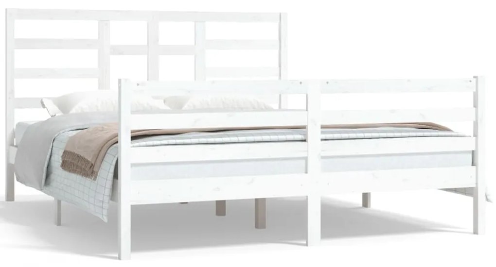 3105871 vidaXL Cadru de pat, alb, 160x200 cm, lemn masiv